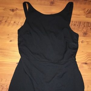 Black Romper with zipper & lace detail